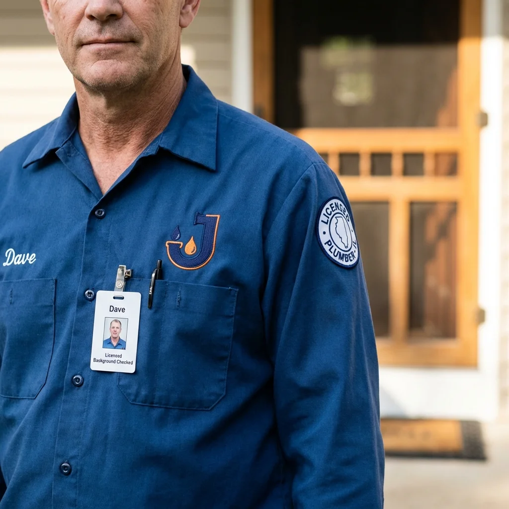 Licensed plumber showing ID badge in Sublette, KS